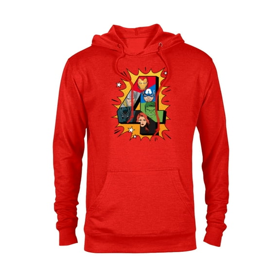 Marvel Avengers Comic Super Heroes 4th Birthday - Pullover Hoodie for Adults - Customized-Red Heather