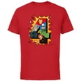 thumbnail image 1 of Marvel Avengers Comic Super Heroes 4th Birthday - Short Sleeve Cotton T-Shirt for Adults - Customized-Red, 1 of 5