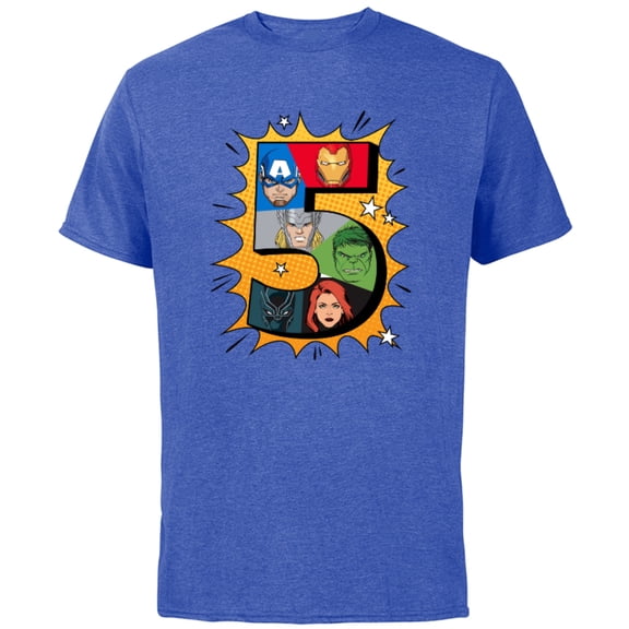 Marvel Avengers Comic Super Heroes 5th Birthday - Short Sleeve Cotton T-Shirt for Adults - Customized-Royal Heather