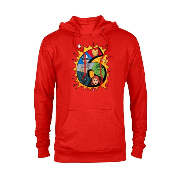 Marvel Avengers Comic Super Heroes 6th Birthday - Pullover Hoodie for Adults - Customized-Red Heather