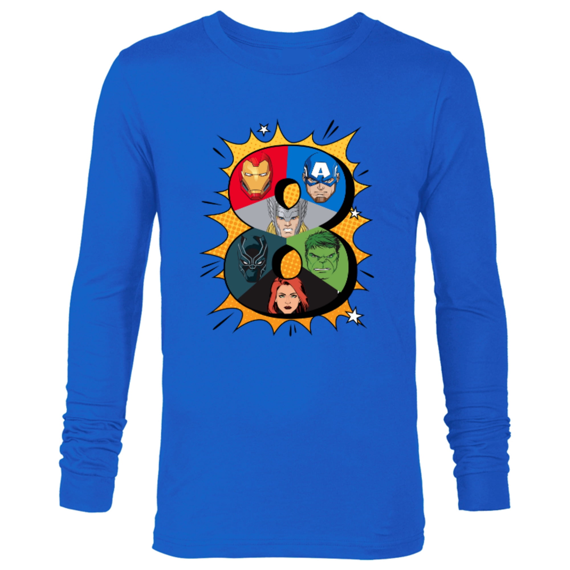 Marvel Avengers Comic Super Heroes 8th Birthday - Long Sleeve T-Shirt ...