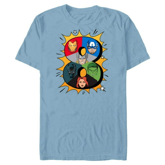 Marvel Avengers Comic Super Heroes 8th Birthday - Short Sleeve Blended T-Shirt for Adults - Customized-Ocean Blue