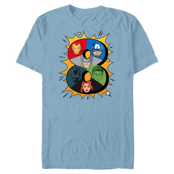 Marvel Avengers Comic Super Heroes 8th Birthday - Short Sleeve Blended T-Shirt for Adults - Customized-Ocean Blue