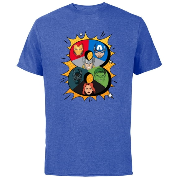 Marvel Avengers Comic Super Heroes 8th Birthday - Short Sleeve Cotton T-Shirt for Adults - Customized-Royal Heather