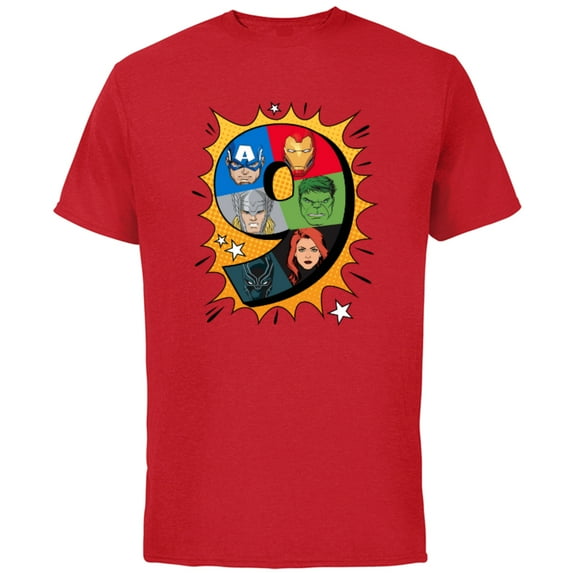 Marvel Avengers Comic Super Heroes 9th Birthday - Short Sleeve Cotton T-Shirt for Adults - Customized-Red