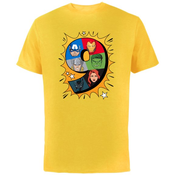 Marvel Avengers Comic Super Heroes 9th Birthday - Short Sleeve Cotton T-Shirt for Adults - Customized-Yellow