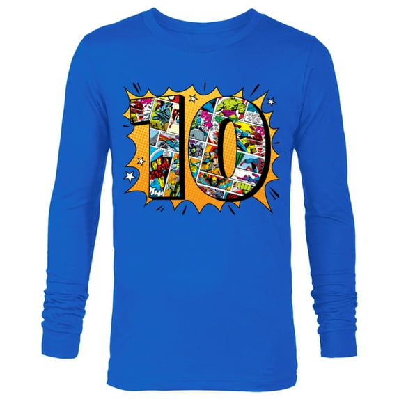 Marvel Avengers Comics 10th Birthday - Long Sleeve T-Shirt for Men - Customized-Royal