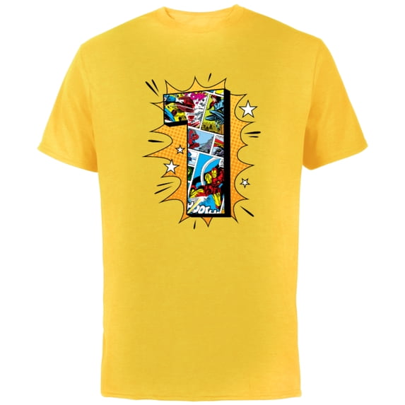 Marvel Avengers Comics 1st Birthday - Short Sleeve Cotton T-Shirt for Adults - Customized-Yellow