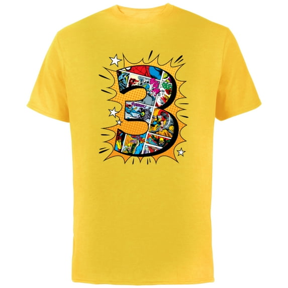 Marvel Avengers Comics 3rd Birthday - Short Sleeve Cotton T-Shirt for Adults - Customized-Yellow