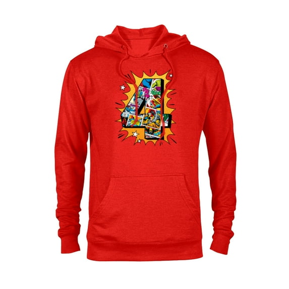 Marvel Avengers Comics 4th Birthday - Pullover Hoodie for Adults - Customized-Red Heather