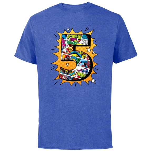 Marvel Avengers Comics 5th Birthday - Short Sleeve Cotton T-Shirt for Adults - Customized-Royal Heather