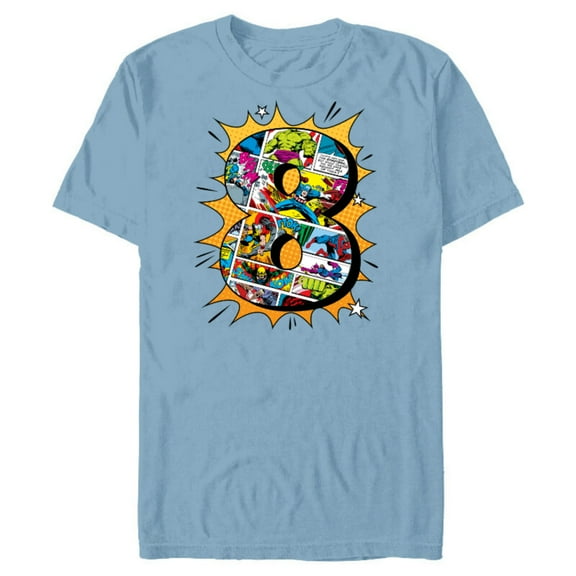 Marvel Avengers Comics 8th Birthday - Short Sleeve Blended T-Shirt for Adults - Customized-Ocean Blue