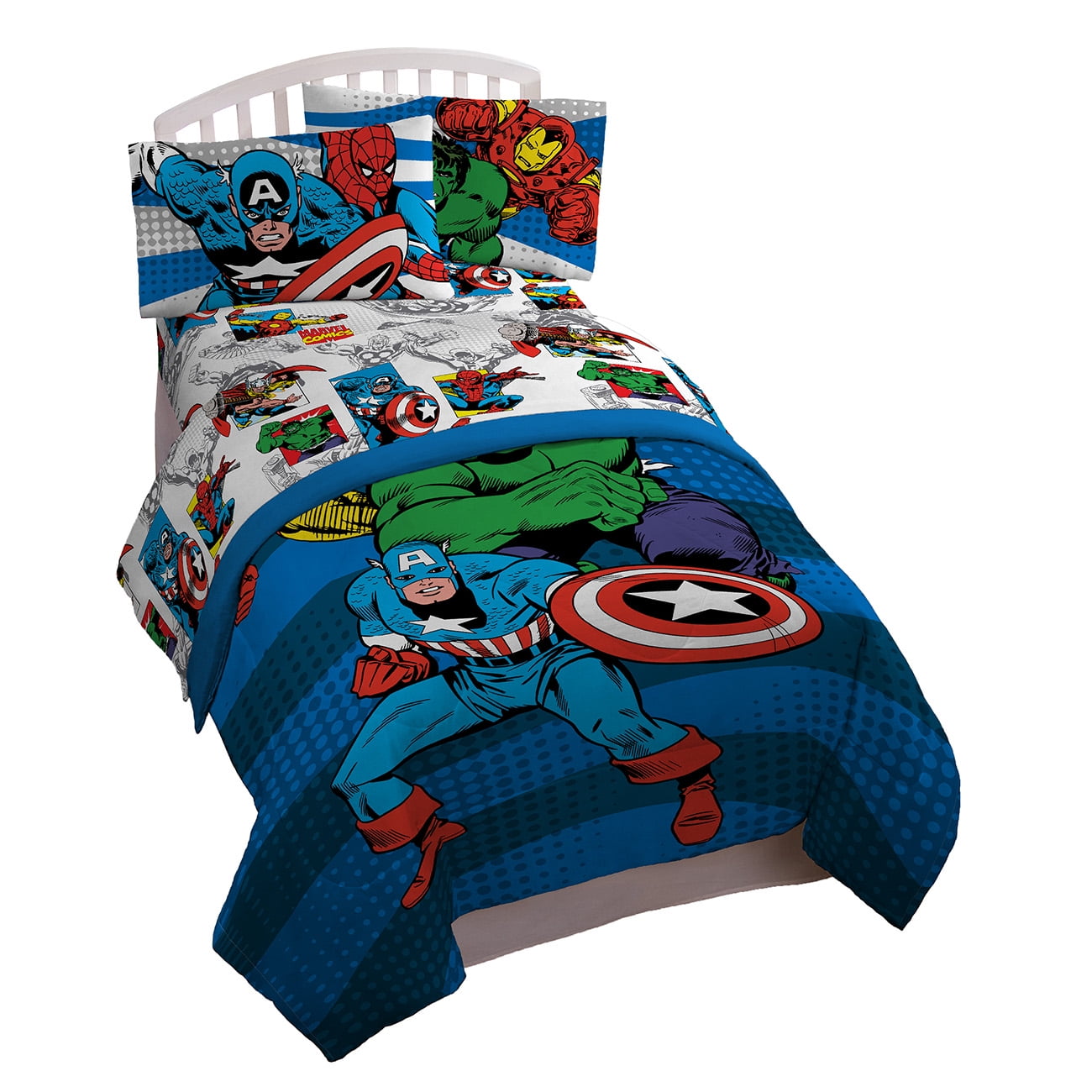 Marvel Team Spidey Full Kids Bed Set, 100% Microfiber, Blue
