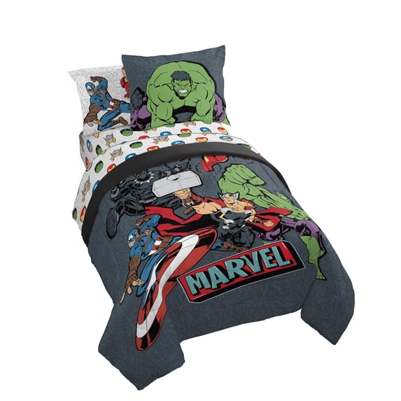 Marvel Avengers Don't Sweat It 5 Piece Twin Size Kids Comforter Set with Sham