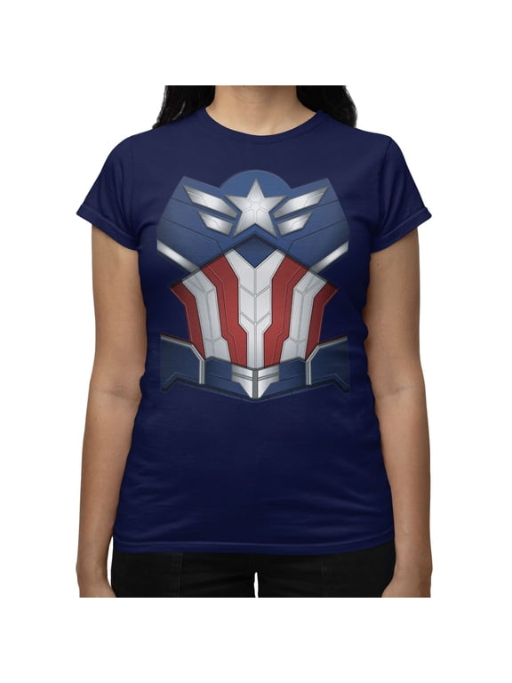 Avengers Doomsday Captain America Chest Costume Womens T-Shirt (Navy, S-XXL)