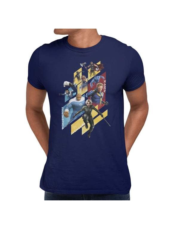 Avengers Doomsday Diagonal Panel Group Up Mens T-Shirt (Navy, S-XXXL)
