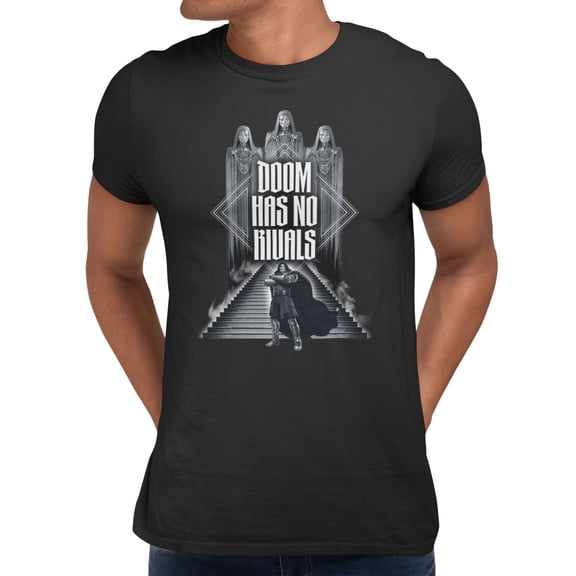 Marvel Avengers Doomsday Doom Has No Rival Black White Mens T-Shirt (Black, S-XXXL)