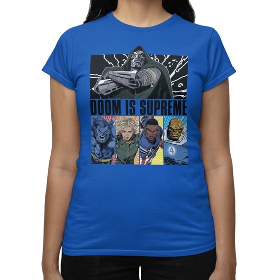 Marvel Avengers Doomsday Doom Is Supreme Above Hero Panels Womens T ...
