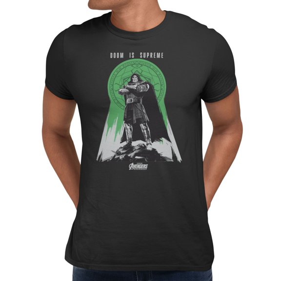 Marvel Avengers Doomsday Doom Is Supreme Green Circle Silhouette Mens T-Shirt (Black, S-XXXL)