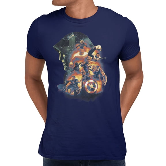 Marvel Avengers Doomsday Doom Silhouette Of Avengers Mens T-Shirt (Navy, S-XXXL)