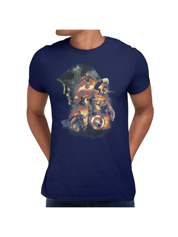 Avengers Doomsday Doom Silhouette Of Avengers Mens T-Shirt (Navy, S-XXXL)