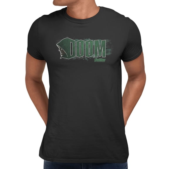 Marvel Avengers Doomsday Doom Text With Face Silhouette Mens T-Shirt (Black, S-XXXL)
