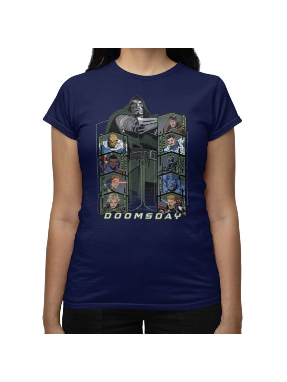 Avengers Doomsday Hero Select Towers Womens T-Shirt (Navy, S-XXL)