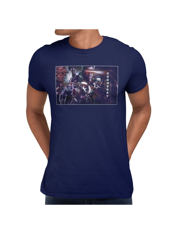 Avengers Doomsday Heroes Poster Tonal Red Blue Mens T-Shirt (Navy, S-XXXL)