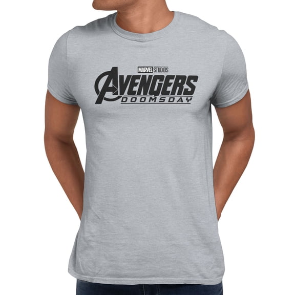 Marvel Avengers Doomsday Men's Logo Black White T-Shirt (Sport Grey, X-XXXL)