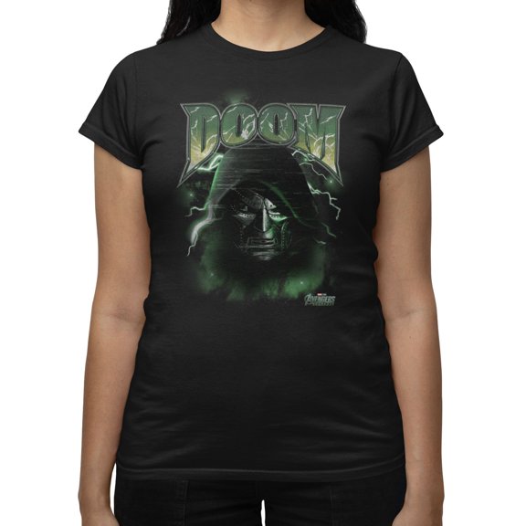 Marvel Avengers Doomsday Powers Of Green Doom Face Womens T-Shirt (Black, S-XXL)