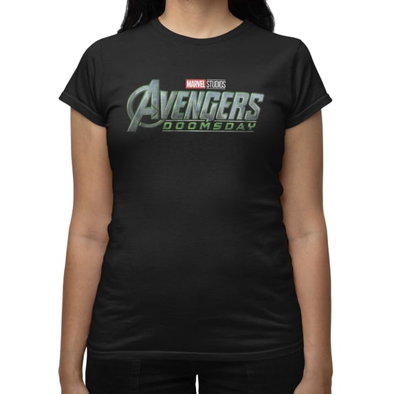 Marvel Avengers Doomsday Women's Full Color Logo T-Shirt (Black, S-XXL)