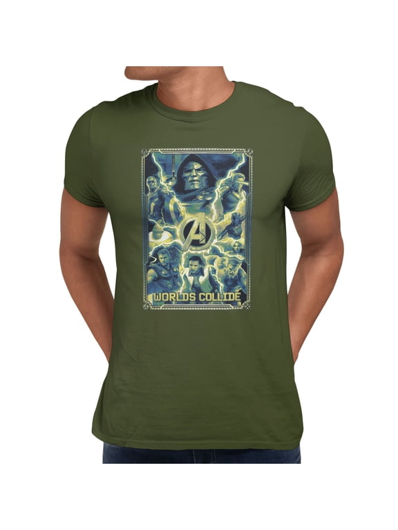 Avengers Doomsday Worlds Collide Electric Poster Mens T-Shirt (Military Green, S-XXXL)