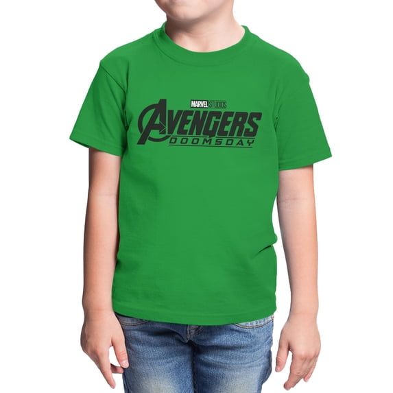 Marvel Avengers Doomsday Youth Logo Black White T-Shirt (Irish Green, XS-XL)