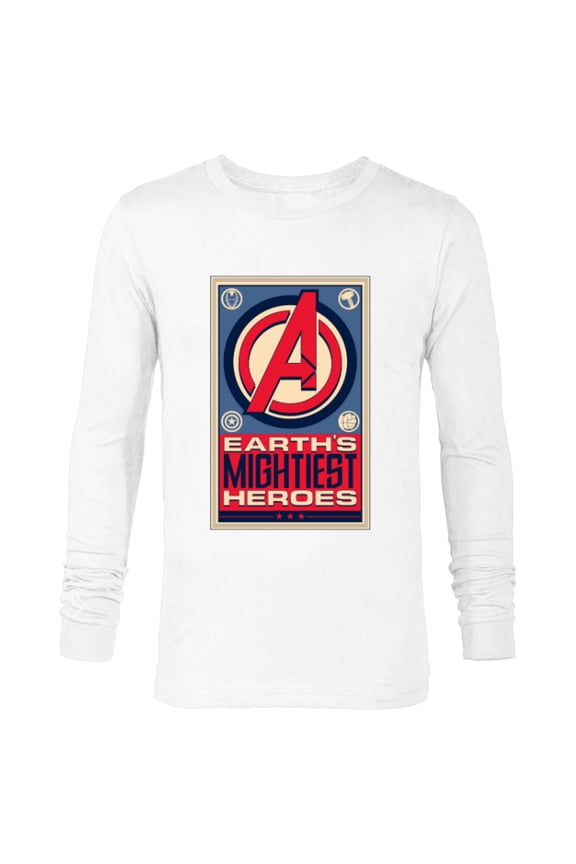 Avengers Earth’s Mightiest Heroes Retro Icons - Long Sleeve T-Shirt for Men - Customized-White
