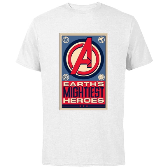 Marvel Avengers Earth’s Mightiest Heroes Retro Icons - Short Sleeve Cotton T-Shirt for Adults - Customized-White