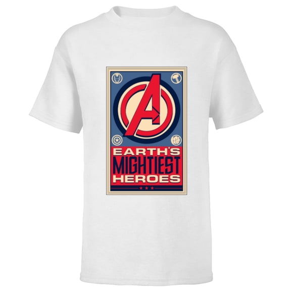 Marvel Avengers Earth’s Mightiest Heroes Retro Icons - Short Sleeve T-Shirt for Kids - Customized-White