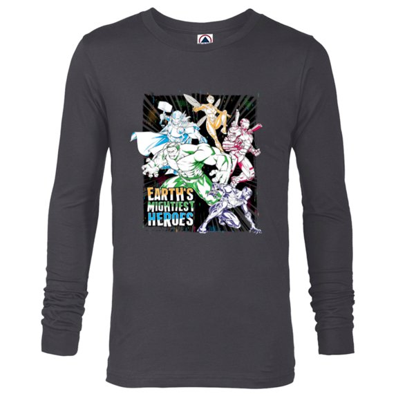 Marvel Avengers Earth’s Mightiest Heroes Team Multicolor - Long Sleeve T-Shirt for Men - Customized-Charcoal Heather