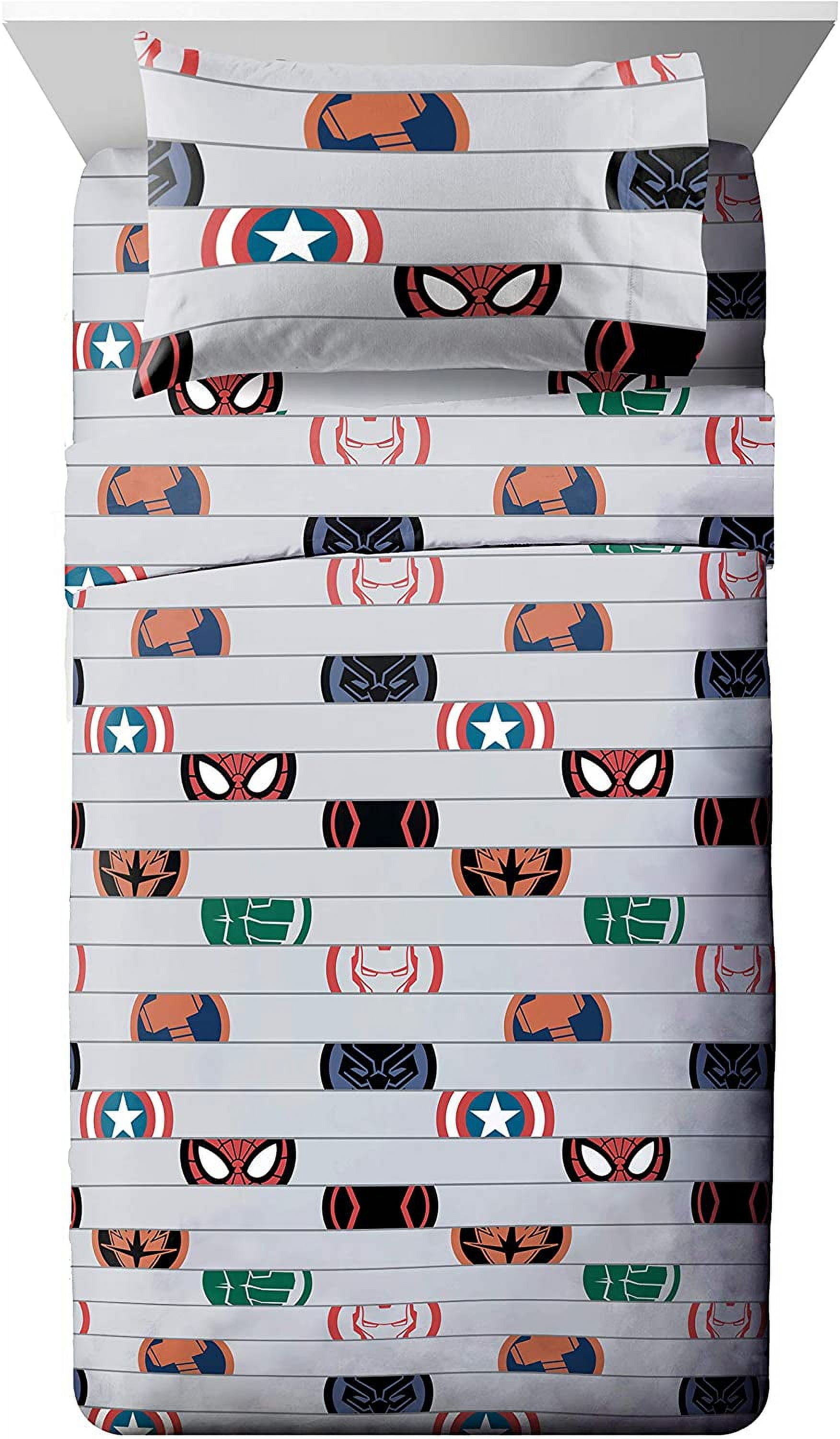Marvel Avengers Twin XL Sheet Set Grey 3 Piece Featuring Superhero Emblems of Spiderman Captain America Hulk Walmart