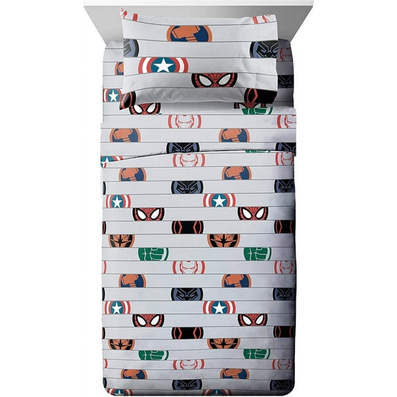 Marvel Avengers Emblems Grey 4 Piece Queen Sheet Set