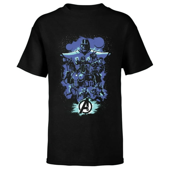 Marvel Avengers: Endgame Heroes and Thanos - Short Sleeve T-Shirt for Kids - Customized-Black