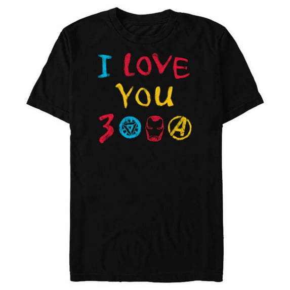 Marvel Avengers: Endgame I Love You 3000 Drawing - Short Sleeve Blended T-Shirt for Adults - Customized-Black