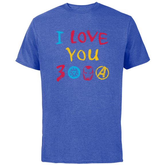 Marvel Avengers: Endgame I Love You 3000 Drawing - Short Sleeve Cotton T-Shirt for Adults - Customized-Royal Heather