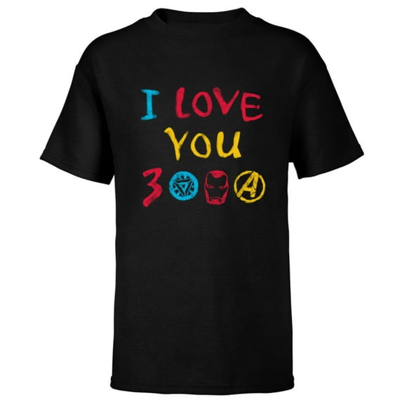 Marvel Avengers: Endgame I Love You 3000 Drawing - Short Sleeve T-Shirt for Kids - Customized-Black