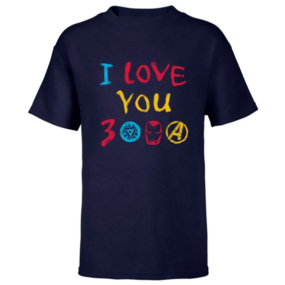 Marvel Avengers: Endgame I Love You 3000 Drawing - Short Sleeve T-Shirt for Kids - Customized-Navy