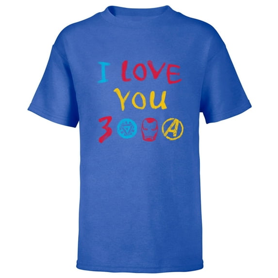 Marvel Avengers: Endgame I Love You 3000 Drawing - Short Sleeve T-Shirt for Kids - Customized-Royal