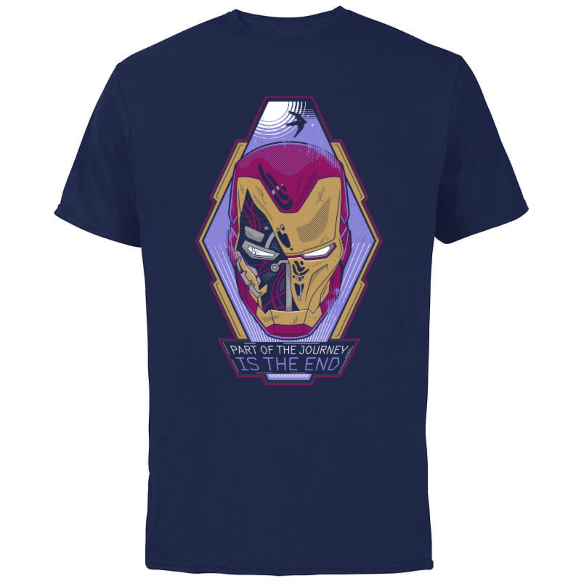 Marvel Avengers: Endgame Iron Man Tony Stark Journey - Short Sleeve Cotton T-Shirt for Adults - Customized-Navy