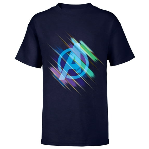 Marvel Avengers: Endgame Logo Blurred Ink - Short Sleeve T-Shirt for Kids - Customized-Navy