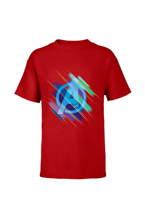 Avengers: Endgame Logo Blurred Ink - Short Sleeve T-Shirt for Kids - Customized-Red