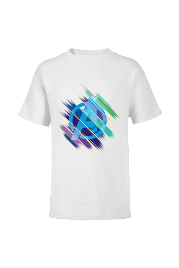 Avengers: Endgame Logo Blurred Ink - Short Sleeve T-Shirt for Kids - Customized-White