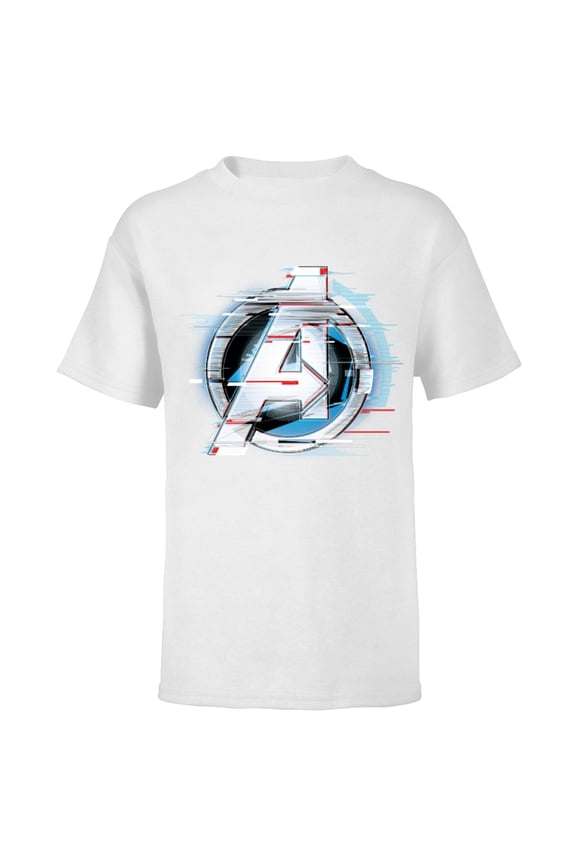 Avengers: Endgame Logo Silver Speed - Short Sleeve T-Shirt for Kids - Customized-White